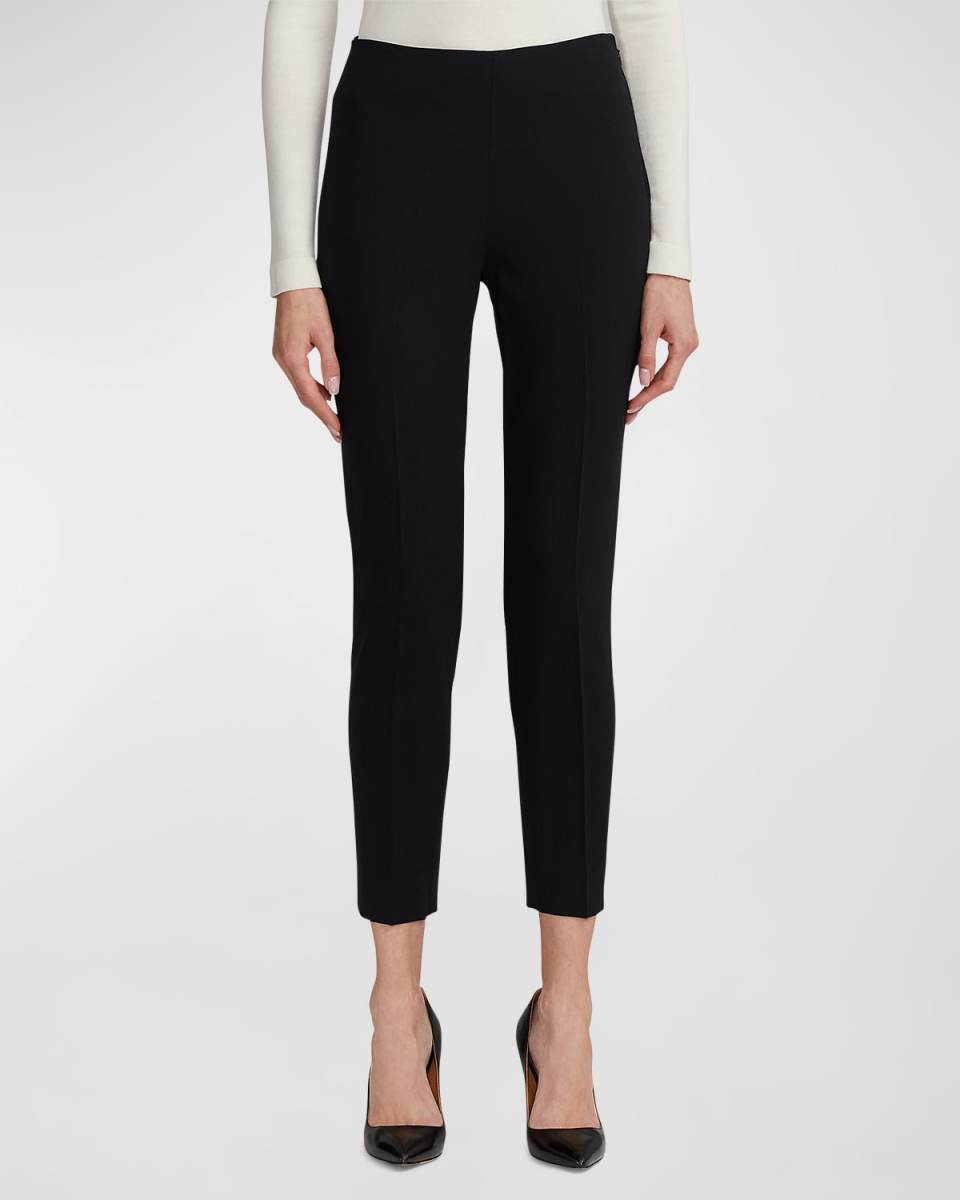 Annie Cropped Wool Crepe Pants, Black